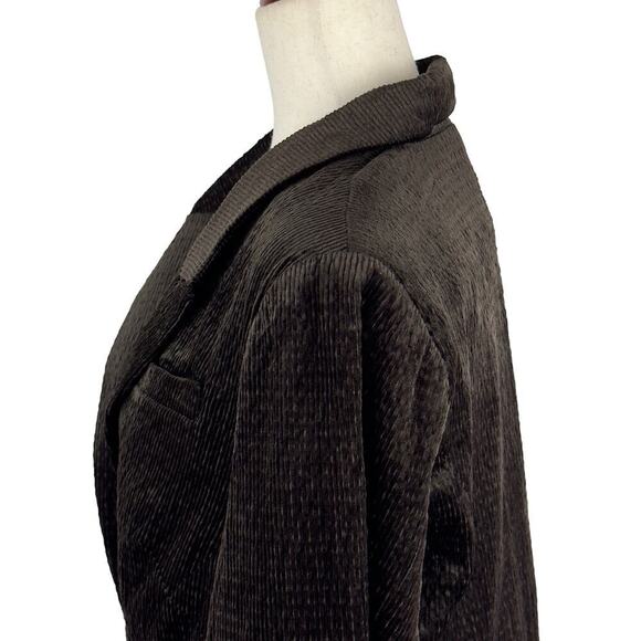 DEMOCRACY CORDUROY‎ CROPPED ONE BUTTON BLAZER IN ESPRESSO NWT WOMEN'S MEDIUM - Picture 6 of 15